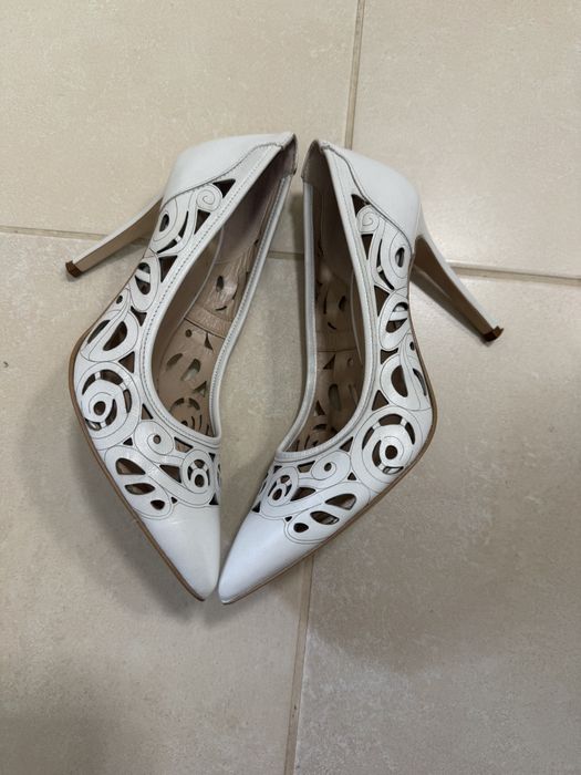 Pantofi alb pielei Eva Minge mar 36