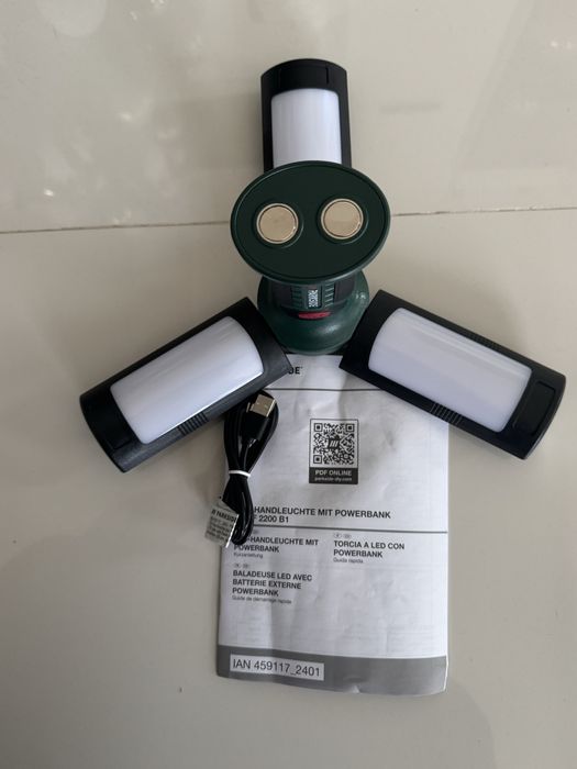 Parkside LED PWLF 2200 B1 cu 3 becuri și Power Bank