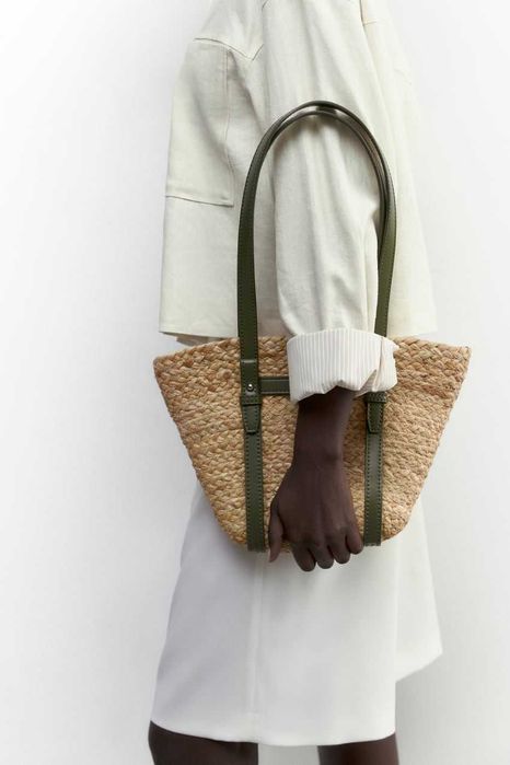 Плетена лятна дамска чанта ZARA /тип пазарска/ - нова без етикет