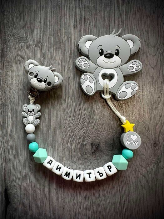 Клипс за биберон с гризалка