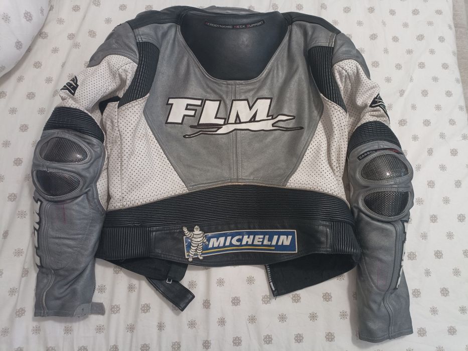 Geaca moto piele FLM race carbon