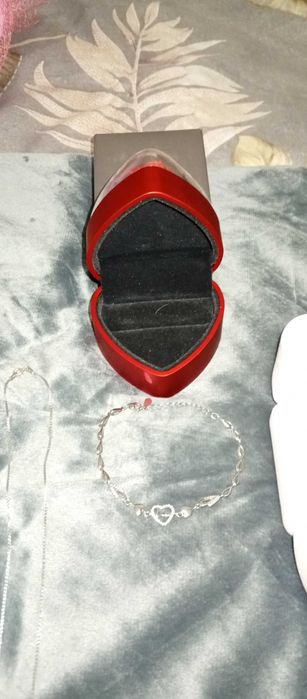 Сребърно колие сърце Priscilla+гривна сърце Love Annunziata+ пръстен!!