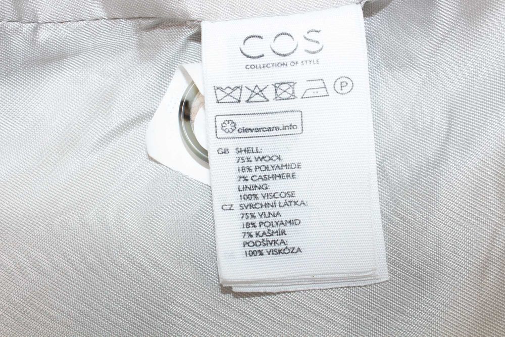 Cos оригинално дамско преходно палто вълна кашмир сиво 36 S