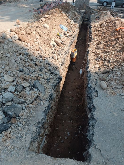 Урачи Urachi truba kabel yotqizish podval padkop transhiya qazish ishi