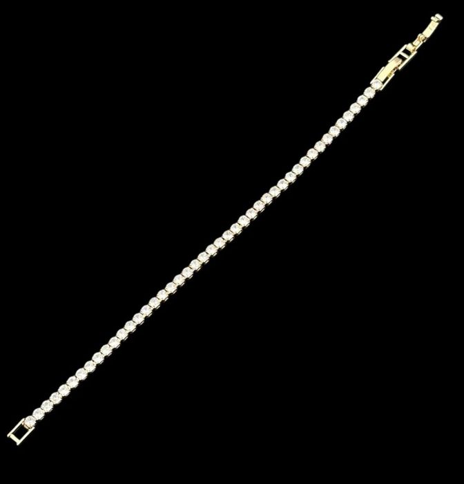 Bratara tenis placata cu aur 18k, 3mm, 17 cm + prelungire 1,5 cm