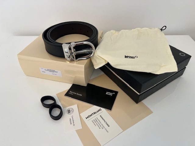 Curea reversibilă Montblanc negru maro MB 128783