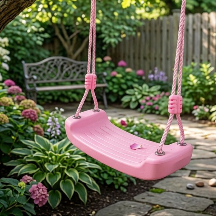 Детска градинска розова люлка – здрава, безопасна и регулируема до 75 кг
