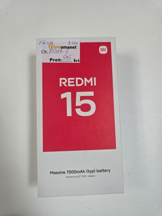 Telefon mobil Xiaomi Redmi 15, 8GB RAM, 256GB, 5G, Midnight Black -P-
