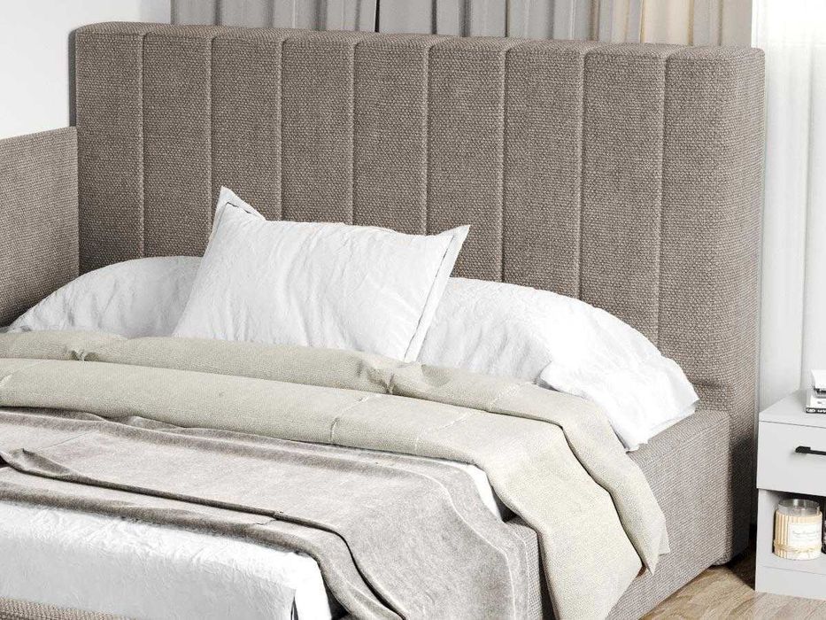 Pat Tapitat de colt saltea de 190 Adam Bej Eden 4 rabatabil + lada