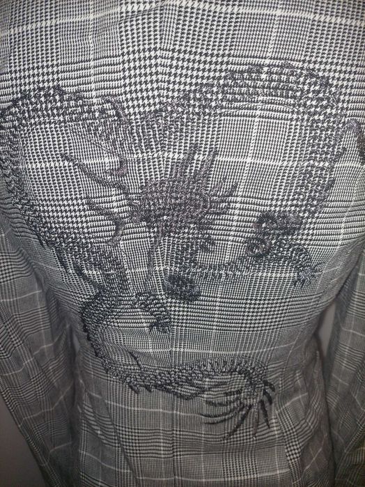 Sacou office dragon cu sclipici gri,umeri bufanti