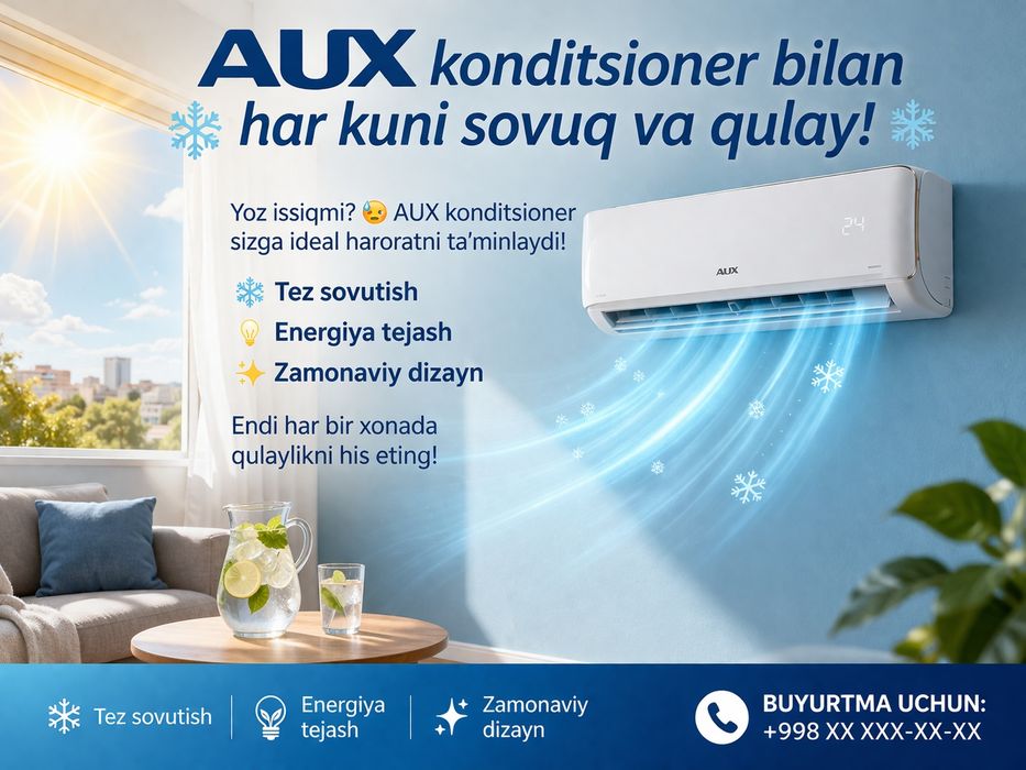 Рассрочка Konditsiyoner AUX 12 li INVERTER+TENT
Isitish uchun qoʻshimc