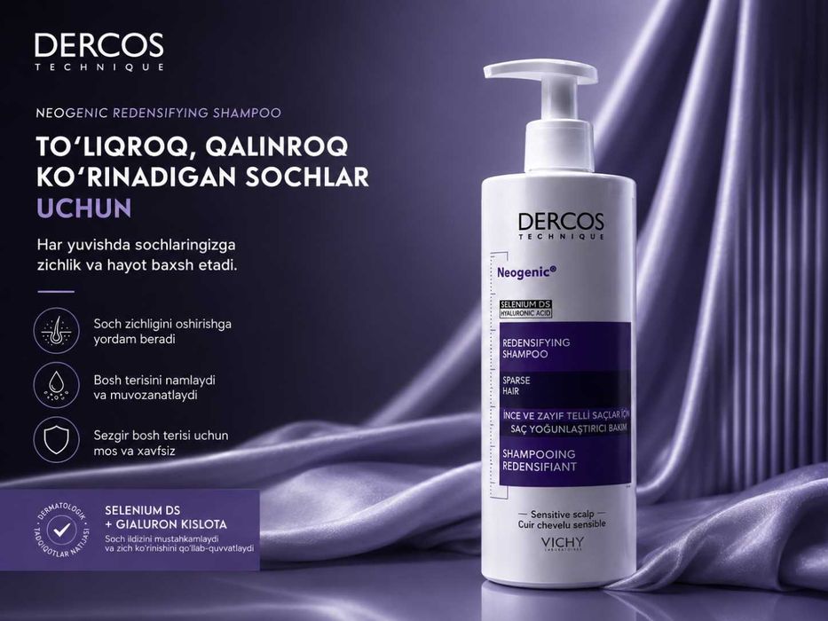 Vichy Dercos Neogenic,Soch To‘kilishiga Qarshi, Hajm,Qalinlik Beruvchi