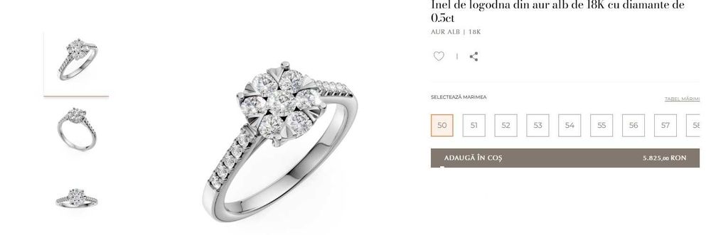 Inel de logodna din aur alb de 18K cu diamante de 0.5ct