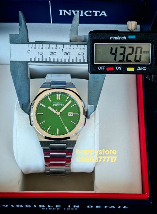 INVICTA Elite silver green dial 43 mm, Инвикта нов ръчен часовник