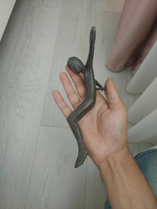 Piesă de Muzeu / Raritate Mid-Century: Crucifix Bronz Masiv Anne-Marie Roux, Chéret Paris 1960