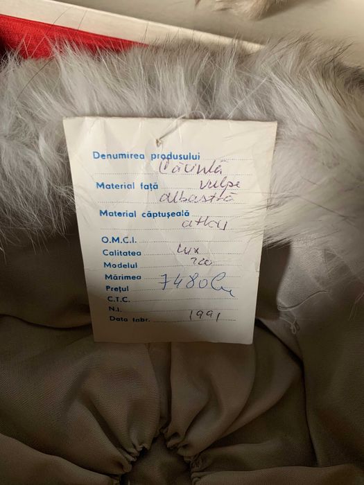 caciula si colier blana naturala vulpe
