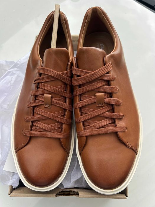 Clarks Una Costa Lace мъжки кожени обувки размер 43 бял, кафяв, син