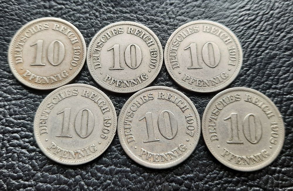 Стара монета/и 10 пфенига 1900,1901,1906,1907 и 1908 г. Германия