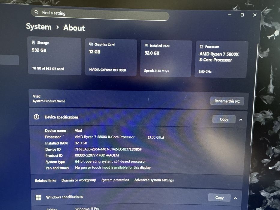 Pc Rtx 3060 12gb cu Ryzen 7 5800x si 32gb Ram