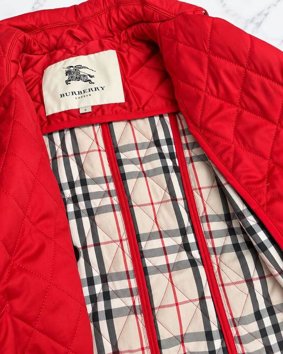 Geacă Burberry London matlasată roșie, interior House Check