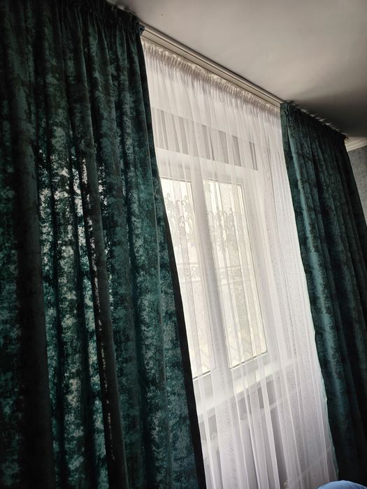 Продам шторы цвет мрамор с тюлем