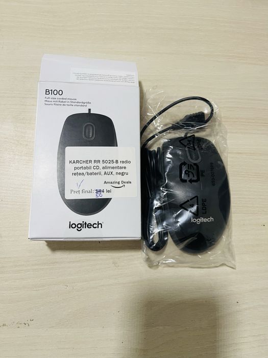 Mouse Logitech B100 cu Fir