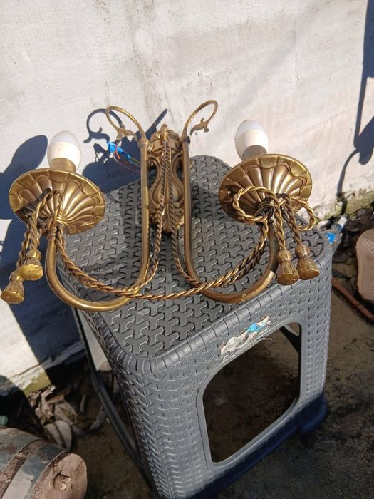 Красив бароков аплик от масивен месинг – двоен