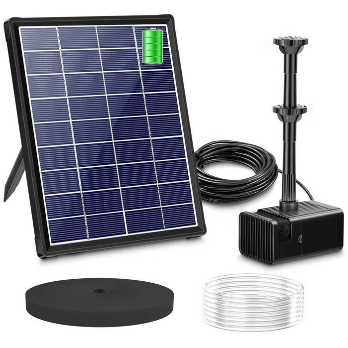 Fântână solară  8W  baterie de 3600 mAh, pompă solară pentru iaz cu filtru,