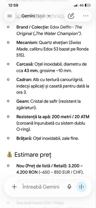 Ceas edox elvetian impecabil