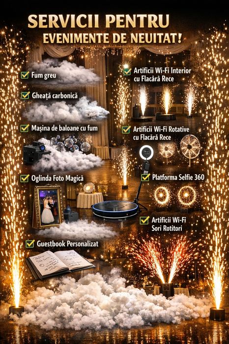 Foto-Video/Fum Greu/Artificii/Oglinda Magica/Selfie  360°/Cabina Foto