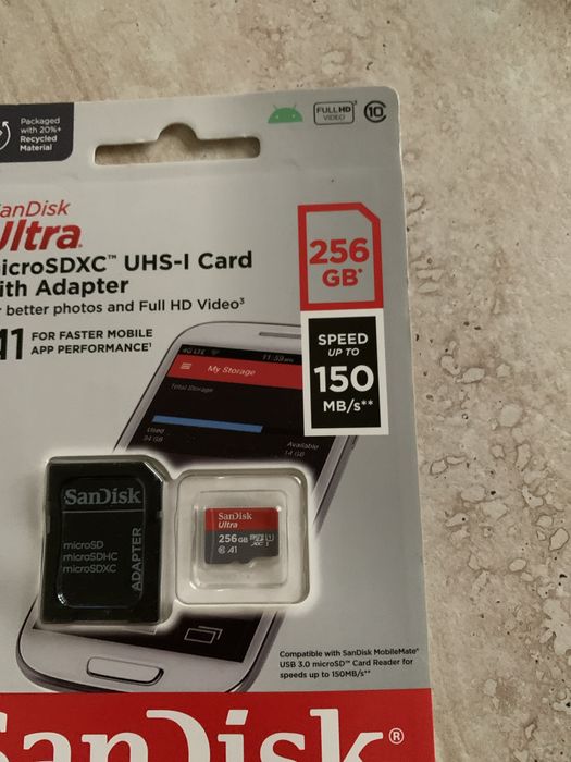 MicroSDXC Sandisk Ultra si Hama Memory Fast 256 Gb