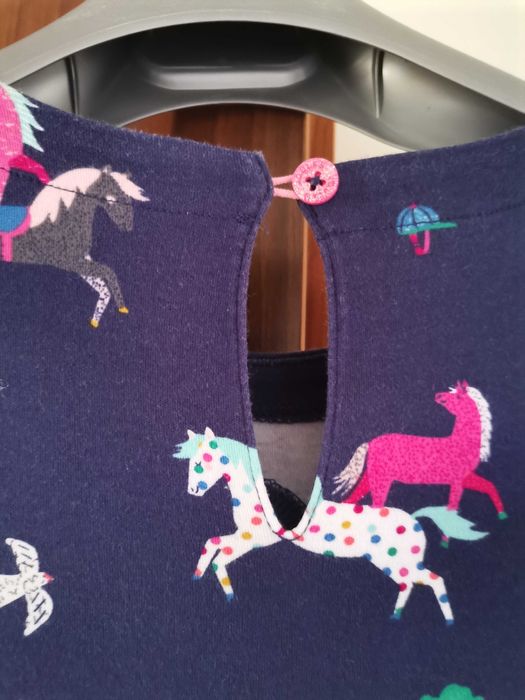 Тъмносиня детска рокля с дълъг ръкав, размер 146