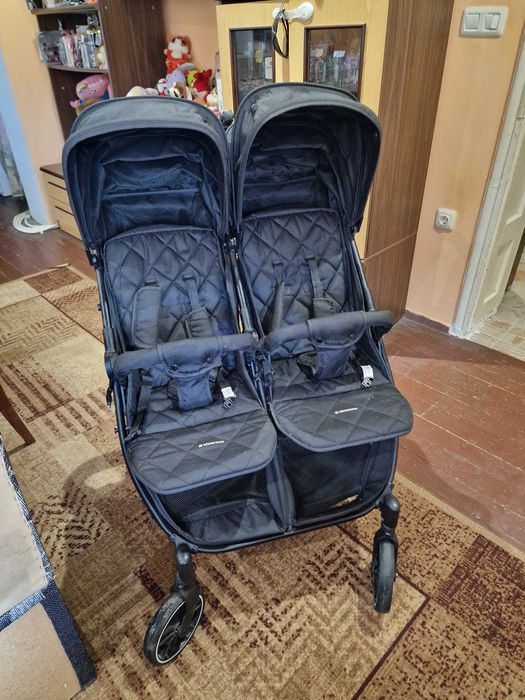 Количка за близнаци Kikka Boo Happy 2 Black 2023