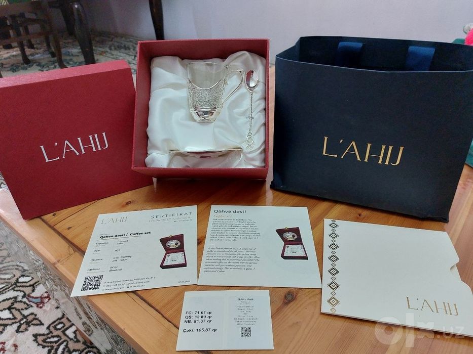 L’AHIJ Exclusive  Silver Coffee Set  Azarbayjon Baku Lahij. Maʼlumot t