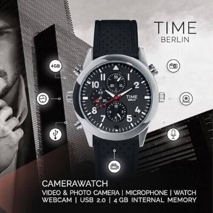 Луксозен и стилен Time Berlin 4GB, SD, часовник с мини камера и микроф