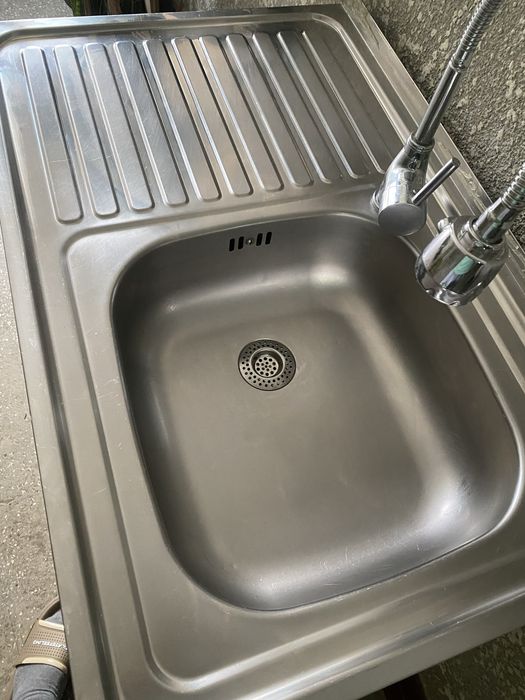 Mască+chiuvetă inox+baterie extensibilă