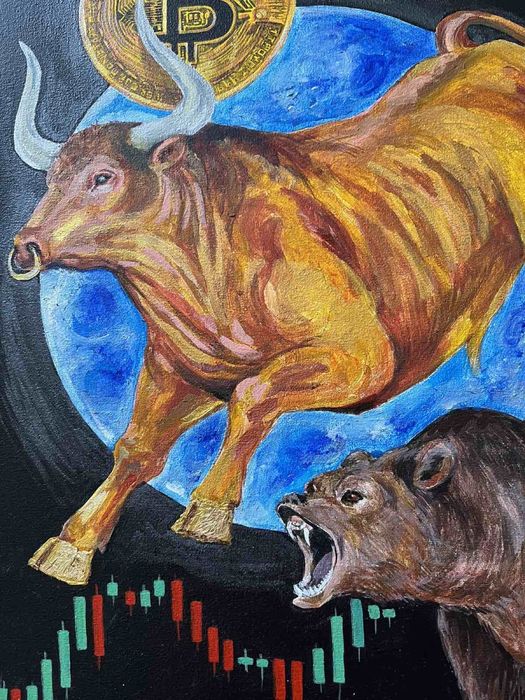 Авторска картина с рамка - bitcoin / crypto world