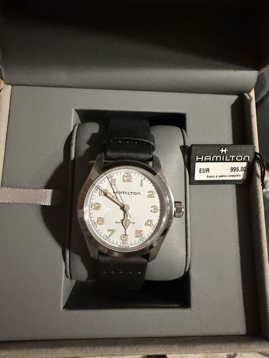 Hamilton Khaki Field Murph 38mm, cadran alb, ca nou, full set + 2 curele extra