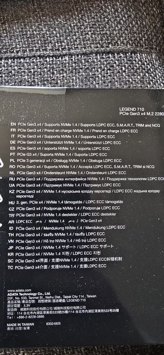 SSD ADATA XPG Legend 710 512GB PCI Express 3.0 x4 M.2 PCIe ALEG-710-512GCS
