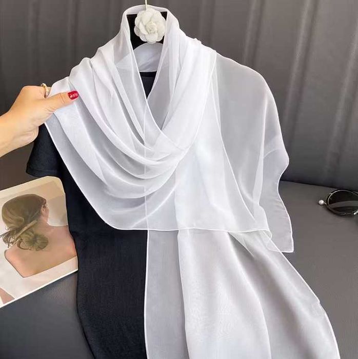 Булчински бял шал от шифон – лек и ефирен аксесоар за сватба, парти