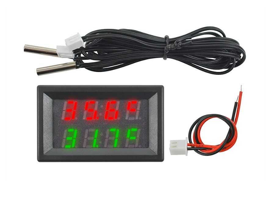 Панелен термометър -50 +110 гр с две сонди автомобил хладилник витрина