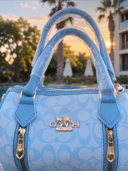 Чанта Coach синя и розова