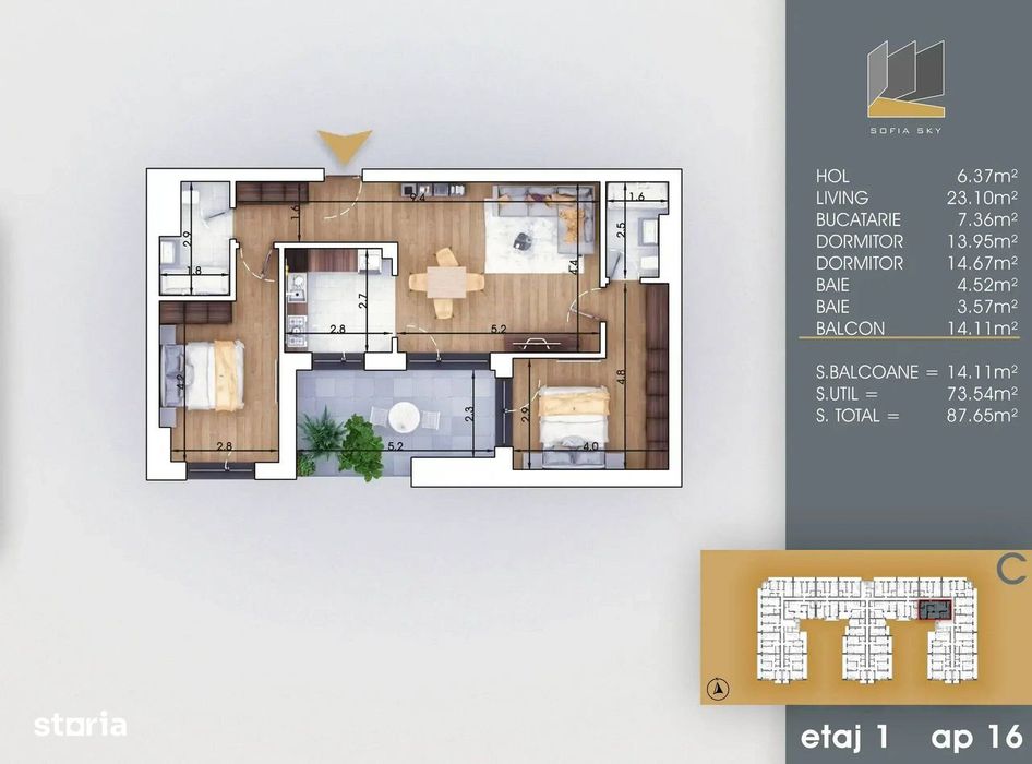 Apartament 3 camere decomandat 8 minute metrou Teclu mutare imediata — fotografia 3
