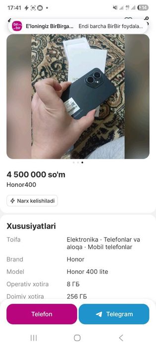 Xonor,400 pro.Toshkent/yangi -ishlatilmagan!kelishamiz,Srochna