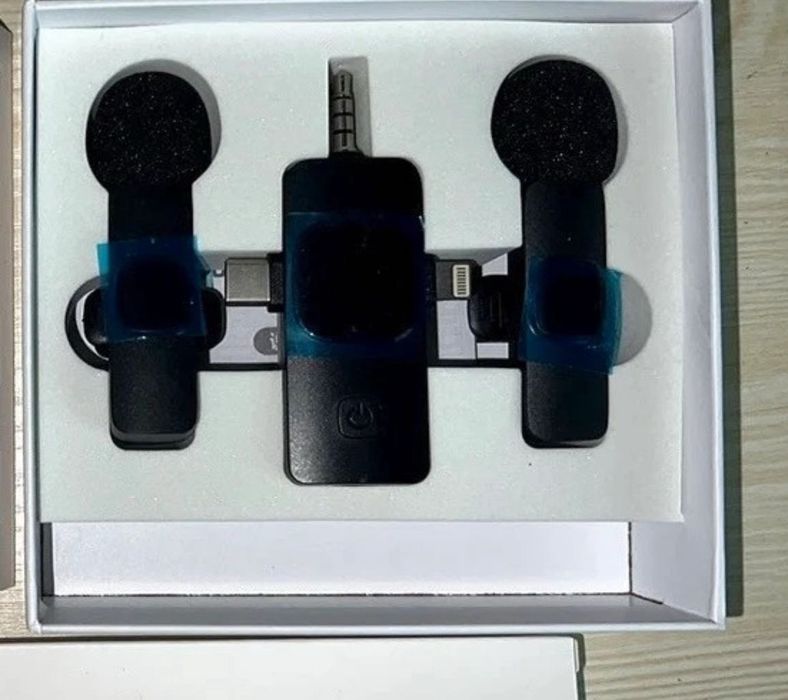 Microfon wireless lavaliera dublu, plug & play, sunet clar HD