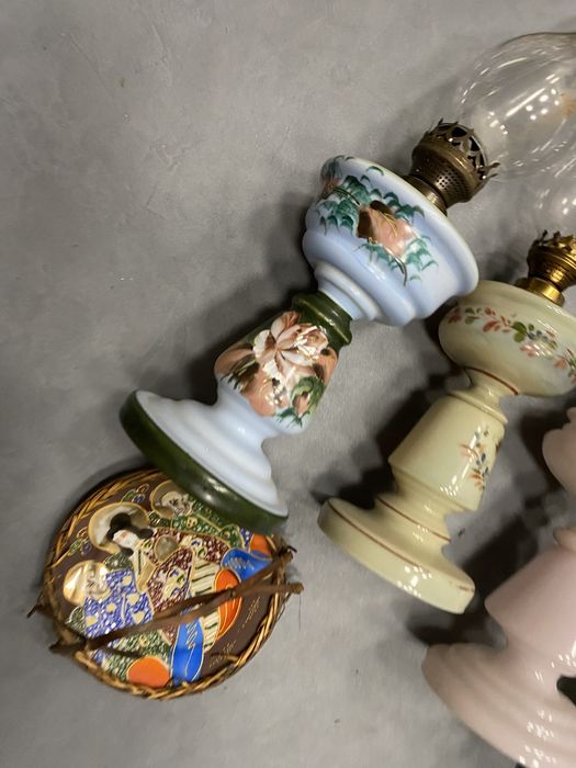 Френски газени лампи от духано цветно стъкло газена лампа