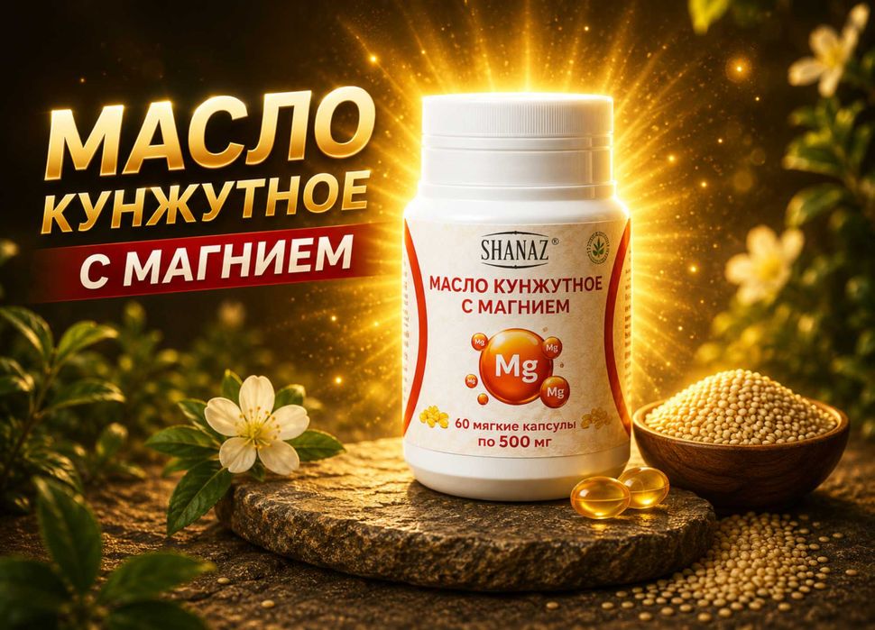 Масло кунжутное с Магнием (Kunjut yog'i) 500 мг 60 капсул