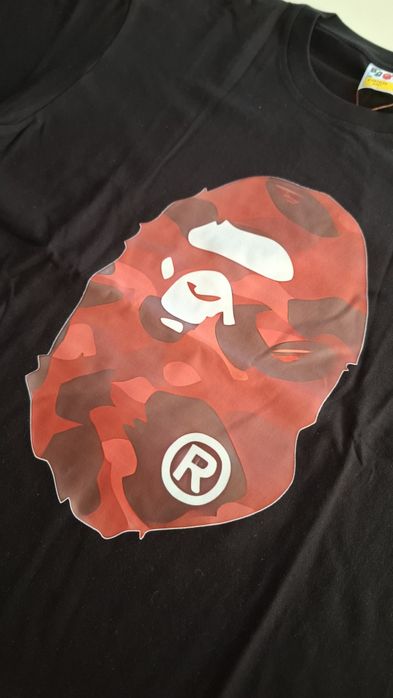 Tricou Bape Negru, Print Rosu, Marimea L