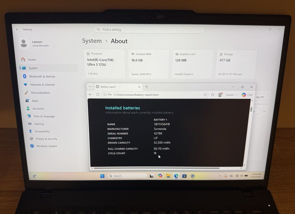 Lenovo Thinkpad T14 Gen5 Ultra 5 125U 32GB ram 512GB ! CA NOU