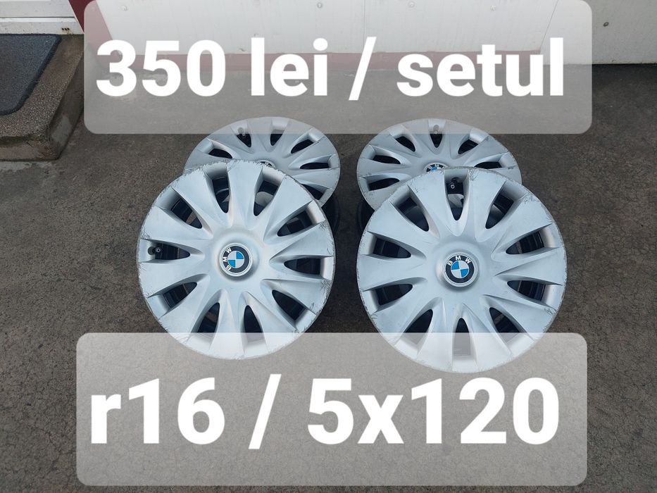 Jante din tabla r16 + capace originale / gama BMW  / 5x120